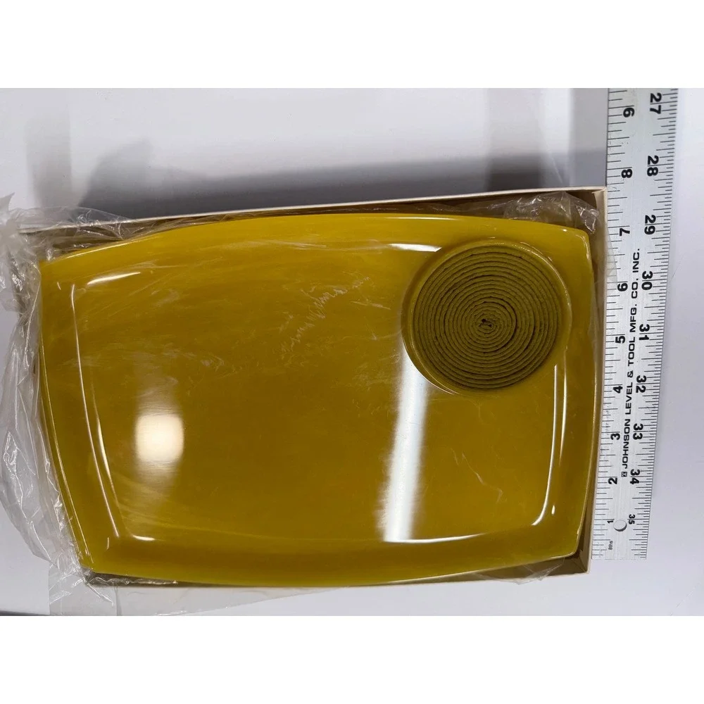 Vintage MCM Mustard Yellow Marbled Snack Trays Set of 4 with Coasters